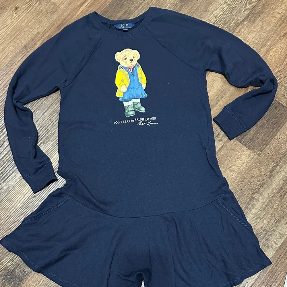 Ralph Lauren Navy Dress with Polo Bear Graphic